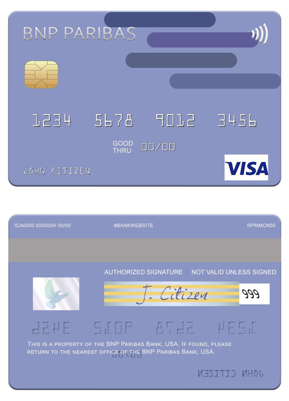 USA BNP Paribas Bank visa card